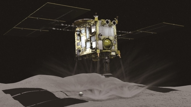 Illustration of Hayabusa2 touching down
