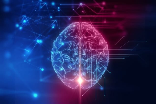 3d rendering of human brain on technology background Illustration of the human brain