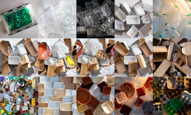 Montage of a collection of recyclable materials. Montage of a collection of recyclable materials