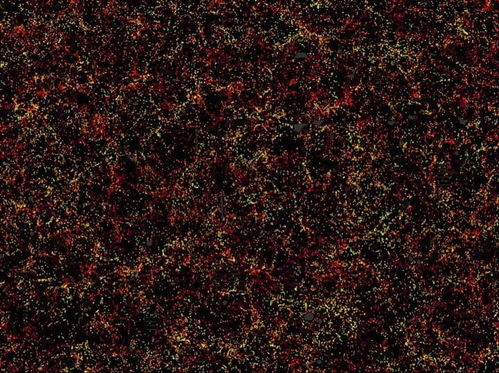 One slice through the map of the large-scale structure of the universe acquired by BOSS