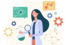Cartoon of woman scientist in electrochemistry