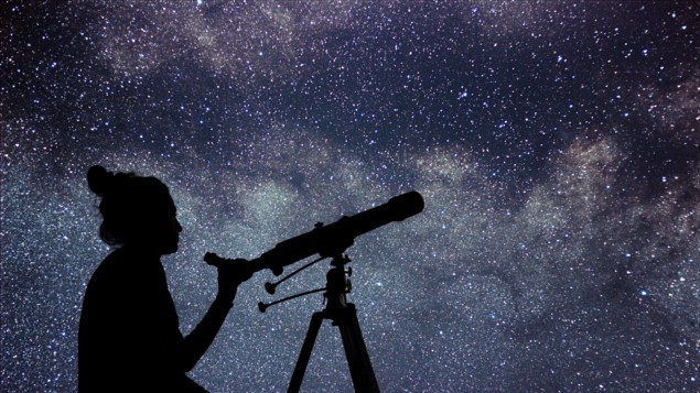 Woman with telescope watching the stars. Stargazing woman night sky Woman with telescope watching the stars. Stargazing woman night sky